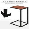 HOMCOM C-Shaped Side Table, Sofa End Table with Metal Frame, Accent Couch Table for Living room, Bedroom