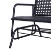 Outsunny 2 Seater PE Rattan Glider Bench, Outdoor Loveseat Chair with Steel Frame, Porch Rocking Glider for 2 Person with Armchair, High Back, Black