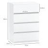 HOMCOM Chest of Drawers, 4 Drawers Storage Cabinet Floor Tower Cupboard for Bedroom Living Room, White