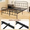 HOMCOM 4ft6 Double Bed Frame with Underbed Storage, Metal Platform Bed frame with Tall Headboard, Footboard and Steel Slat Support, No Box Spring Needed, Easy Assembly, Black