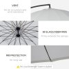 Outsunny 3(m) Cantilever Shanghai Parasol Garden Hanging Banana Sun Umbrella with Crank Handle, 18 Sturdy Ribs and Cross Base, White