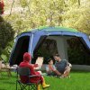 Outsunny 5-8 Person Camping Tent, Portable Dome Tent, Outdoor Screen House Sun Shelter, 360x355x215cm - Dark Blue/Green