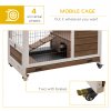 PawHut Indoor Rabbit Cages Guinea Pig Hutch, with Openable Roof, Wheels, Indoor Enclosed Run with No-Leak Tray, Brown