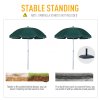 Outsunny 2.2m Beach Umbrella, Portable Parasol with Tilting Function, Outdoor Sunshade Shelter with 8 Ribs for Garden, Pool and Patio, Green