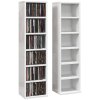 HOMCOM 204 CD Media Display Shelf Unit Set of 2 Blu-Ray Tower Rack w/ Adjustable Shelves Bookcase Storage Organiser, High Gloss White
