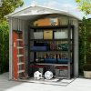Outsunny 5ft x 4ft Garden Shed, Metal Tool Storage Shed with Sliding Door, Sloped Roof and Foundation Kit for Garden, Patio, Green