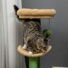 PawHut Cat Tree, 72cm Cat Scratching Post with Bed, Kitty Activity Centre, Cat Climbing Tower with Ball Toy Curved Scratching Pad, Brown