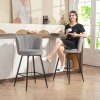 HOMCOM Bar Stools Set of 2, Modern Velvet-Feel Barstools with Petal Backrest and Footrest, Upholstered Breakfast Bar Chairs with Metal Legs for Kitchen Island Counter, Dining Room, Grey