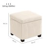 HOMCOM Storage Ottoman Bench, Corduroy Footstool with Removable Lid and Legs, 40cm Storage Chest Box for Living Room, Bedroom, Hallway, Beige