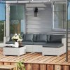 Outsunny 6 Pieces Rattan Garden Furniture Set, 5 Seater Sectional Garden Corner Sofa Set with Glass Top Coffee Table, Cushions and Pillows, All-Weather Wicker Conversation Furniture, Mixed Grey