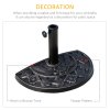 Outsunny 9kg Resin Parasol Base, Half Round Umbrella Stand with Floral Design for Garden, Outdoor, Suitable Umbrella Rod: 3.8cm, 4.8cm, Bronze Tone
