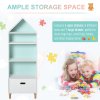 HOMCOM Kids Children Wooden Bookcase w/Drawer Bedroom Furniture Bookshelf Storage Rack Display Unit Toys Games Organisation Cabinet Pink Blue Back Panel 50 x 30 x 142 cm