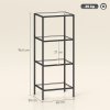 HOMCOM 4-Tier Shelving Unit, Modern Glass Shelf, Bookshelf, Storage Rack for Living Room, Home Office, Bedroom, Bathroom, 40 x 30 x 97 cm, Black