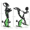 HOMCOM 2-in-1 Folding Exercise Bike, Foldable Stationary Bike with 8-Level Adjustable Magnetic Resistance, Arm Resistance Band, Pulse Sensor and LCD Monitor, Green