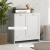kleankin 2 Doors Laundry Cabinet, Bathroom Cabinet with 2 Tilt-Out Hampers, Modern Storage Unit for Washroom, White
