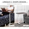 HOMCOM Height Adjustable Over Bed Table with Wheels, C Shaped Laptop Desk, Portable Hospital Bed Table for Living Room, Bedroom