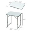 Outsunny 2FT Garden Outdoor Camping Table Portable Folding Picnic Table Aluminium Frame with Adjustable Height 60L x 45W x 64H (cm)
