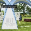 Outsunny 3.5 x 3.5M 6-8 Person Camping Gazebo, Outdoor Event Shelter Dome Tent Garden Sun Shelter Patio Spire Arc Pavilion Camp Sun Shade, Light Blue