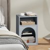 HOMCOM Bedside Table, Modern Bedside Cabinet with 2 Open Compartments and Unique Arch Design, Side Table for Living Room, Bedroom, Grey