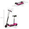 HOMCOM Folding Ride on Powered Scooter, 120W, with Warning Bell, 15km/h Maximum Speed, for Ages 4-14 Years, Pink