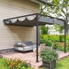 Outsunny 3 x 3(m) Outdoor Lean To Pergola Retractable Canopy Wall Mounted Gazebo Patio Shelter Sun Shade, Grey