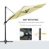 Outsunny 3(m) Cantilever Roma Parasol Patio Sun Umbrella with Crank & Tilt LED Solar Light Cross Base 360 Rotating Outdoor, Beige