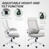 HOMCOM Executive Office Chair, Ergonomic Mesh High Back Desk Chair with Flip-up Armrest, Adjustable Lumbar Support, Grey