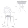 Outsunny 3 Piece Patio Bistro Set for 2, Outdoor Aluminium Garden Table and Chairs with Adjustable Footpads for Balcony, Garden and Patio, White