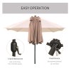 Outsunny 4.4m Double-Sided Sun Umbrella Garden Parasol Patio Sun Shade Outdoor with LED Solar Light, NO BASE INCLUDED, Khaki