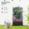 Outsunny Metal Garden Bed with Trellis, Wall Mounted or Freestanding Raised Planter with Privacy Panel, Two Big Trees Cut-out Privacy Screen with Planter Box for Climbing Plants, Flowers, Vegetables
