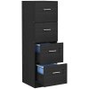 HOMCOM File Cabinet with 4 Drawers for Home Office, Vertical Filing Cabinet with Lock, Adjustable Hanging Bar for A4 and Letter Size, Black Wood Effect