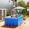 Outsunny 13 x 6.8 ft Steel Frame Swimming Pool with Filter Pump and Ladder with Removable Steps, Above Ground Swimming Pool, Rectangle Paddling Pool, 400 x 207 x 122 cm, Blue
