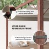 Outsunny 3 x 3(m) Garden Pergola with Retractable Roof Canopy and Wood Grain Aluminium Frame, Outdoor Gazebo Pergola Kit, UPF30+ Sun Shade Shelter for Deck, Porch, Natural Wood Finish