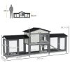 PawHut Large Rabbit Hutch Outdoor, 2-Tier Guinea Pig Hutch, Wooden Bunny Run, Small Animal House with Double Side Run Boxes, No-leak Plastic Tray, Ramp, 230 x 53 x 93.5cm, Light Grey