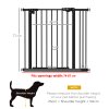 PawHut Dog Gate Stair Gate Pressure Fit Pets Barrier Auto Close for Doorway Hallway, 74-87cm Wide Adjustable, Black
