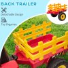 HOMCOM Electric Ride on Tractor 12V Kids Electric Car with Detachable Trailer Remote Control, Music, Horn, Lights, Start-Up Sound, for Ages 3-6 Years - Red