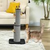 PawHut 2 in 1 Cat Scratching Post, 78cm Tall Cat Scratch Post with 3 Toy Feathers, Cat Scratcher Post for Indoor Cats and Kittens, Black