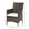 Outsunny 4 Pieces Outdoor PE Rattan Dining Chairs Set with Cushion, Garden Armchair with Armrests, High Backrest, Metal Frame Patio Wicker Furniture, Mixed Brown