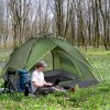 Outsunny 3 Person Camping Tent, Instant Pop Up Tent, Dome Tent with Sewn-in Groundsheet, 2 in 1 Double Layers for Camping, Hiking, Backpacking, Green