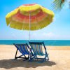 Outsunny 1.6m Garden Hawaii Parasol, Patio Beach Sun Umbrella Sunshade Hawaiian Folding Tilting Crank Parasol (Multicolour)