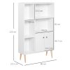 HOMCOM Sideboard Storage Cabinet Cupboard, Open Bookcase with 2 Doors 5 Compartments Wooden Modern Style for Living Room Bedroom Kitchen 80 x 23 x 123 cm, White