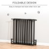 PawHut Pet Safety Gate, 5 Panels Playpen Fireplace, Metal Fence, Stair Barrier, Room Divider w/ Walk-Through Door - Black