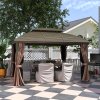 Outsunny 3.65 x 3(m) Hardtop Steel Gazebo Canopy for Patio Heavy Duty Outdoor Pavilion with Aluminium Alloy Frame, Double Roof, Net Sidewalls and Curtains, Coffee
