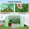 Outsunny 6 x 3 x 2m Polytunnel Greenhouse with 3 Roll-up Doors and Mesh Windows, Walk-in Garden Tunnel Warm House Tent with UV-resistant PE Cover and Galvanised Steel Frame, Green