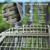 Outsunny Oversized Garden Egg Chair, Outdoor Wicker PE Rattan Chair with Thickened Padded Cushions and Pillows for Balcony, Porch, Charcoal Grey