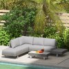 Outsunny 3 Pieces Rattan Garden Furniture Set, Wicker Garden Sofa Set with 3-Seater Sofa, Loveseat, Coffee Table, Side Table & Cushions, 5-Seater Outdoor Furniture Set, Light Grey