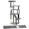 PawHut 148cm Cat Tree for Indoor Cats with Scratching Post, Cat Tower for Two Cats, with Cat House, Bed, Toy, Grey