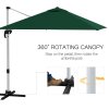 Outsunny 3 x 3(m) Cantilever Roma Parasol, Square Garden Umbrella with Cross Base, Crank Handle, Tilt, 360 Rotation and Aluminium Frame, Green