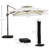 Outsunny 2.7 x 2.7(m) Cantilever Parasol with Aluminium Frame, Crank and Tilt, 360-Degree Rotation, Double Top Garden Umbrella with Base and Cover, Beige