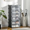 HOMCOM 6-Tier Shoe Rack Organiser, Stackable Storage Boxes with Doors, Shoe Storage Cabinet for Living Room, Entryway, Hallway, Black